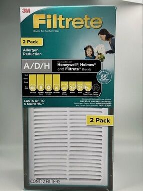 Filtrete A/D/H Allergen Reduction HEPA Air Purifier Replacement Filter, 2 Pack
